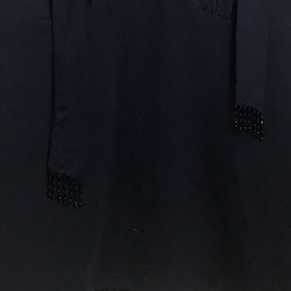 BOB MACKIE NEW Scarf Beads Top Tee Shirt Boho Tunic Stretch Long Sleeves Black M - Picture 7 of 8